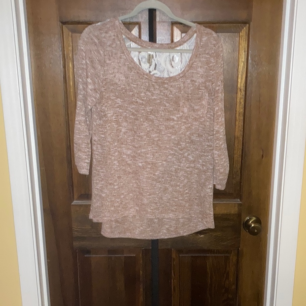 🔥 Deal, Tan Relaxed Fit Blouse with 3/4 Sleeves